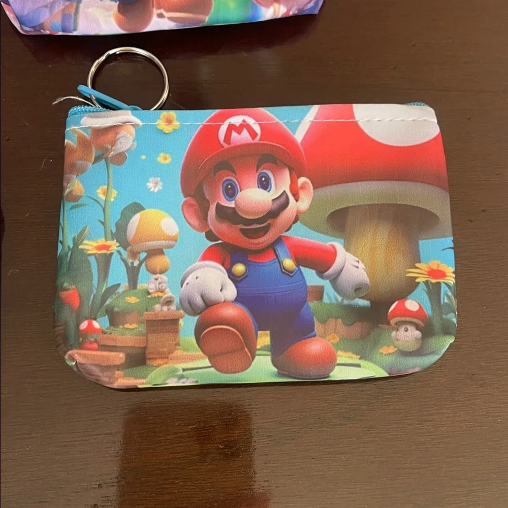 Super Mario Coin Pouches Set of 6 with key ring zips closed nwt
